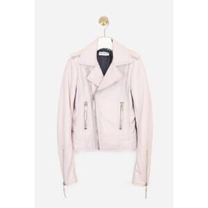 Balenciaga Light Pink Double Collared Half Zip Jacket Lamb